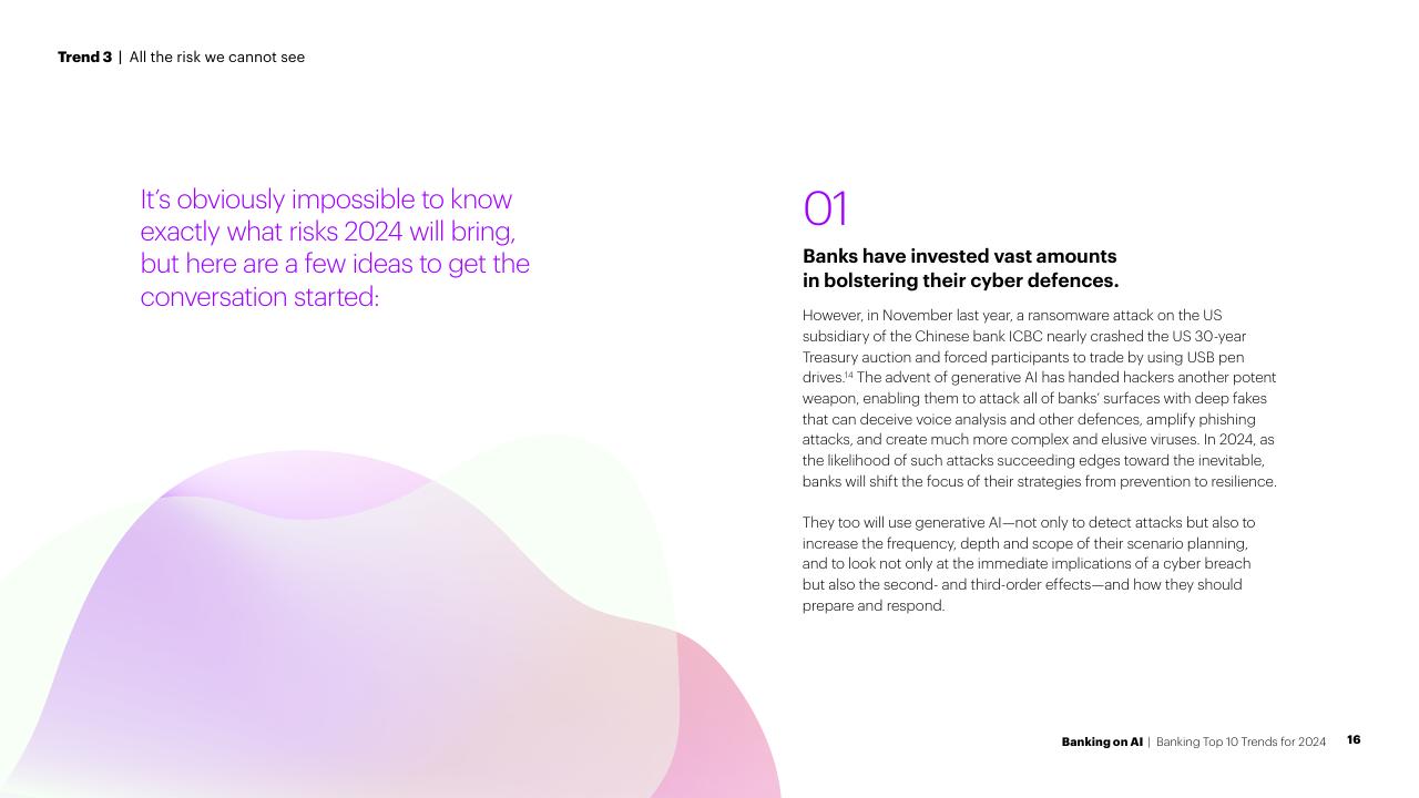 Text slide 16 from Banking On AI Banking Top 10 Trends For 2024 Accenture