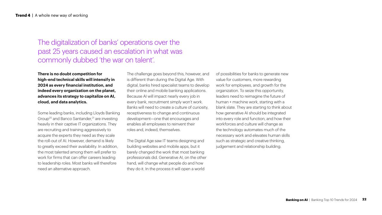 Text slide 22 from Banking On AI Banking Top 10 Trends For 2024 Accenture