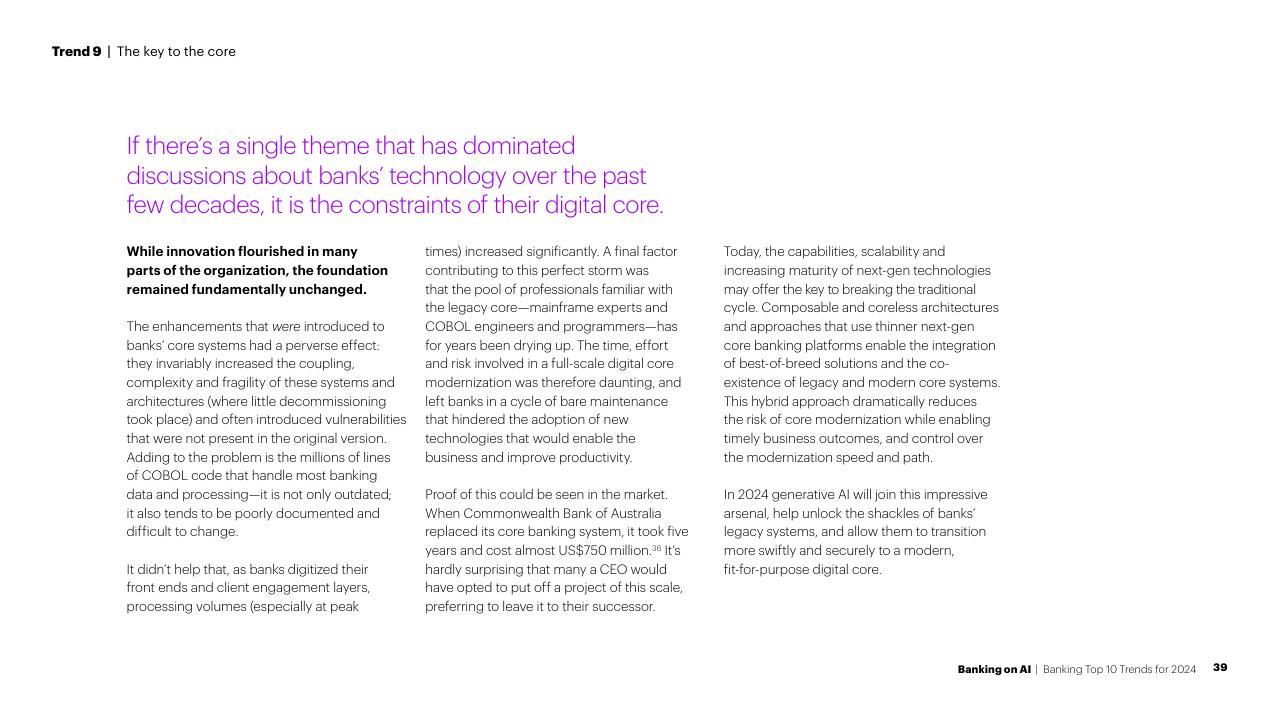 Text slide 39 from Banking On AI Banking Top 10 Trends For 2024 Accenture