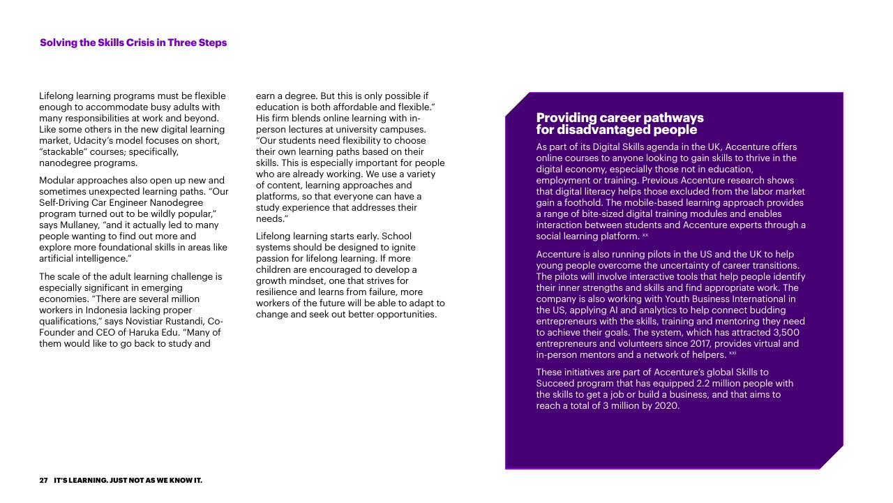 Text slide 27 from Bridging The Skills Gap In The Future Workforce Accenture