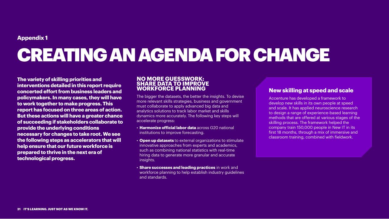 Agenda slide 31 from Bridging The Skills Gap In The Future Workforce Accenture