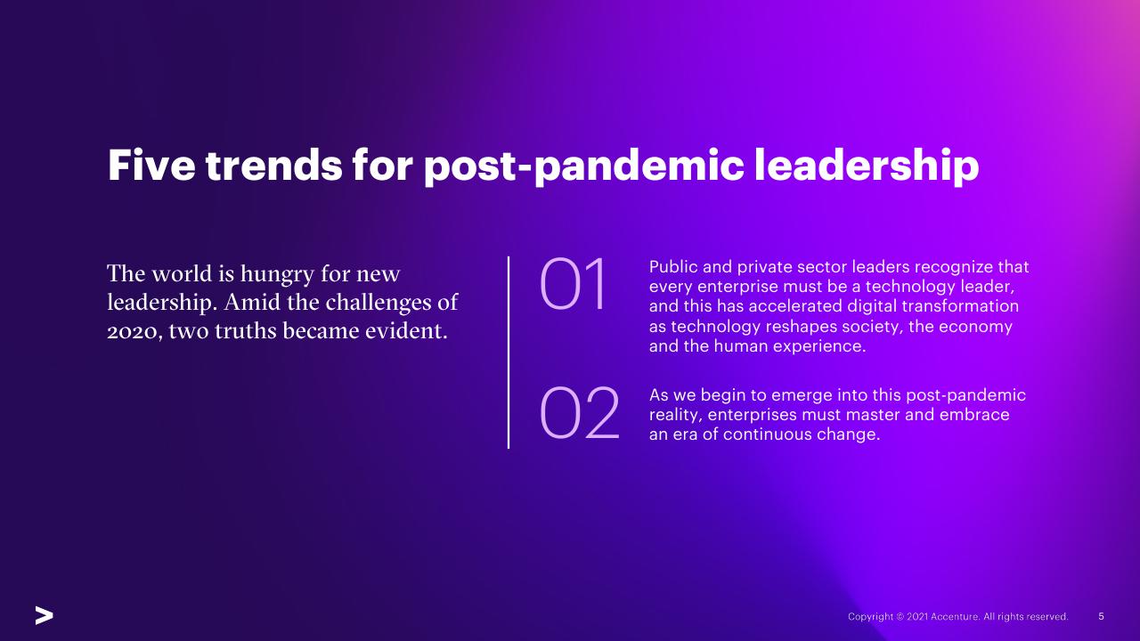 Process slide 5 from Five Trends For Post Pandemic Leadership US Federal Survey Findings