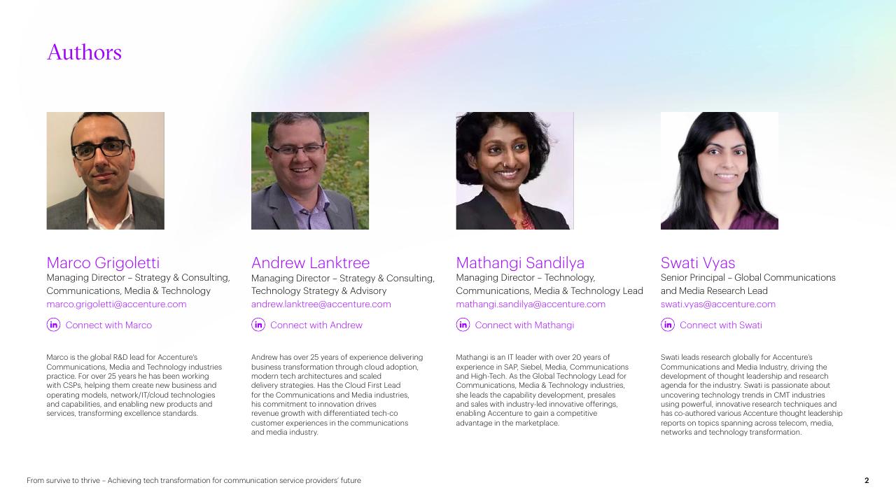 Team slide 2 from From Survive To Thrive Achieving Tech Transformation For Communication Service Providers Future Accenture