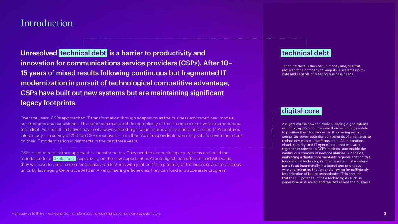 Comparison slide 3 from From Survive To Thrive Achieving Tech Transformation For Communication Service Providers Future Accenture