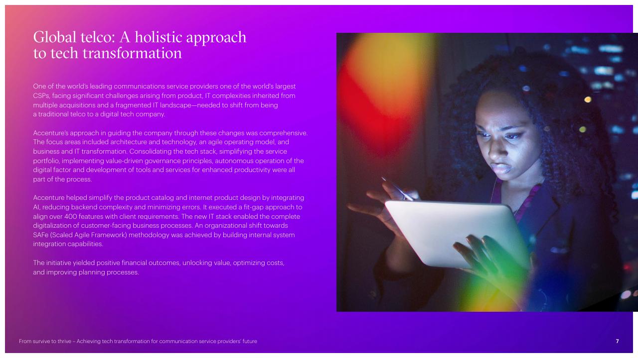 Case Study slide 7 from From Survive To Thrive Achieving Tech Transformation For Communication Service Providers Future Accenture