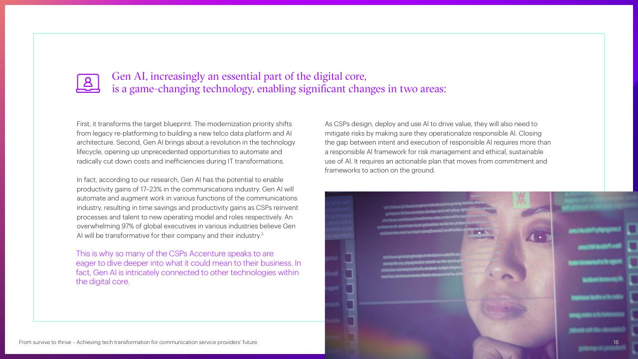 Comparison slide 16 from From Survive To Thrive Achieving Tech Transformation For Communication Service Providers Future Accenture
