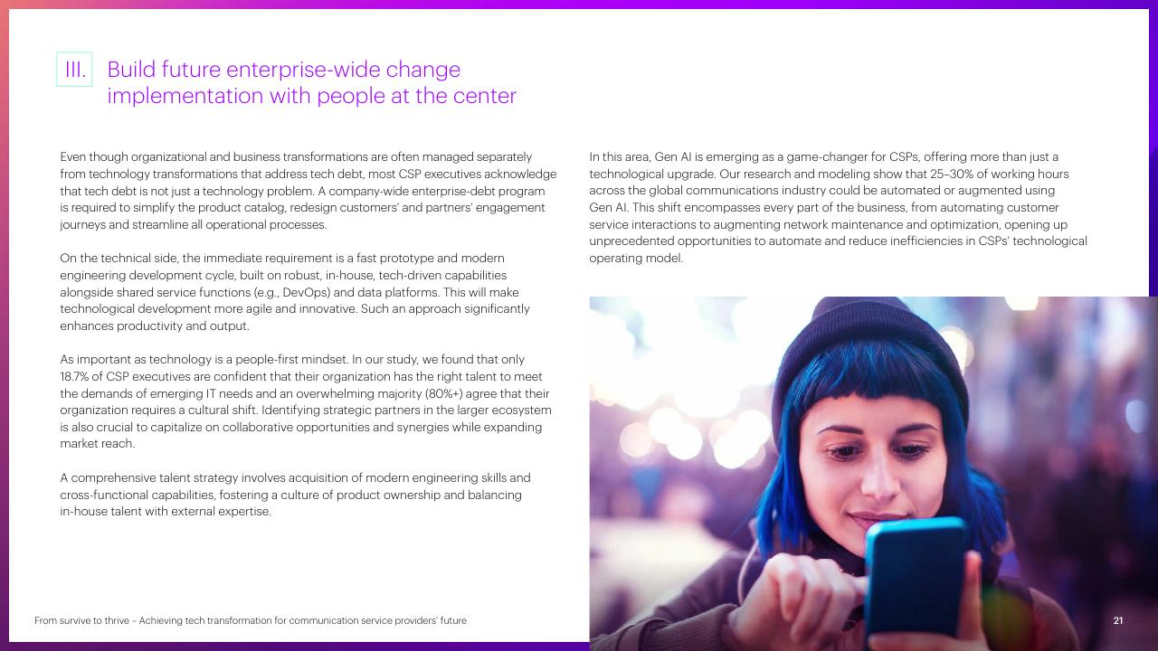 Text slide 21 from From Survive To Thrive Achieving Tech Transformation For Communication Service Providers Future Accenture