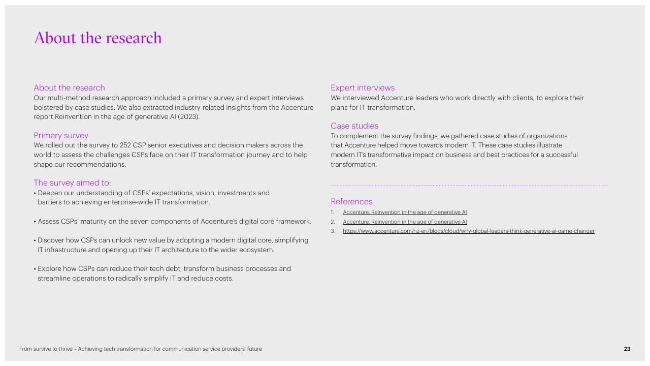 Text slide 23 from From Survive To Thrive Achieving Tech Transformation For Communication Service Providers Future Accenture