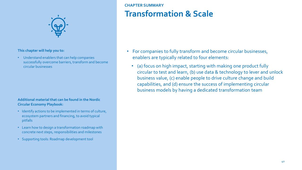 Section Divider slide 40 from Nordic Circular Economy Playbook 20 Accenture