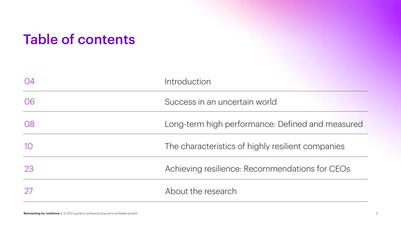 Agenda slide 3 from Reinventing For Resilience Accenture