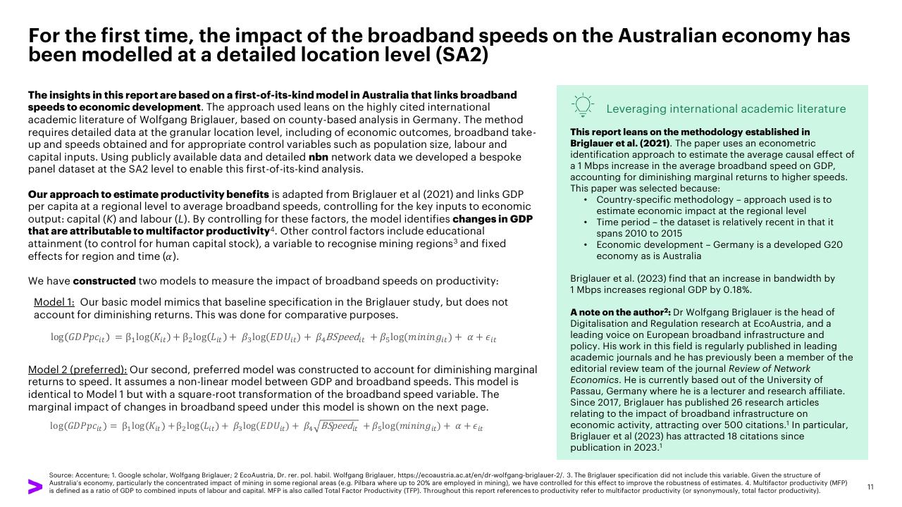 Text slide 11 from The Economic And Social Impact Of Investment In The Nbn Network Methodology Report Accenture