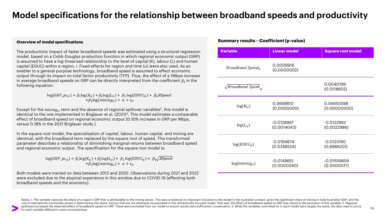 Table slide 19 from The Economic And Social Impact Of Investment In The Nbn Network Methodology Report Accenture