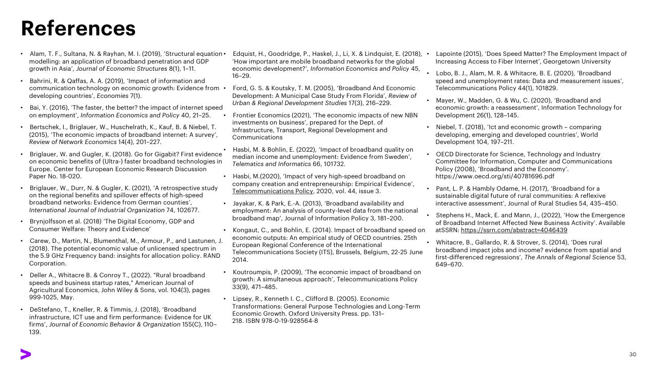 Text slide 30 from The Economic And Social Impact Of Investment In The Nbn Network Methodology Report Accenture