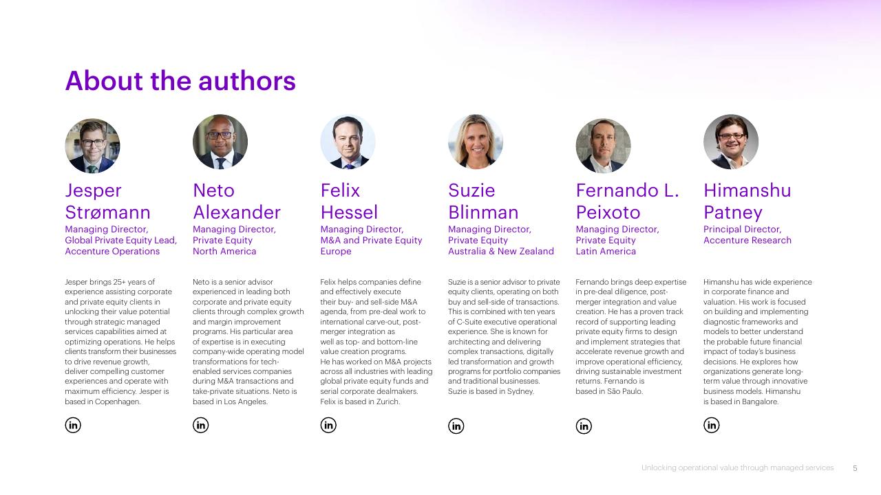 Team slide 3 from The Evolving Private Equity Playbook Accenture