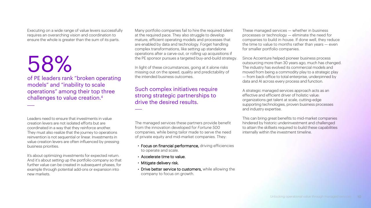 Text slide 10 from The Evolving Private Equity Playbook Accenture