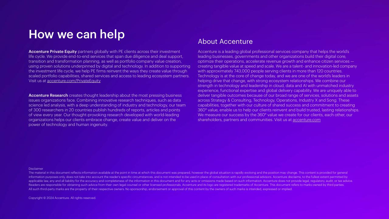 Text slide 23 from The Evolving Private Equity Playbook Accenture