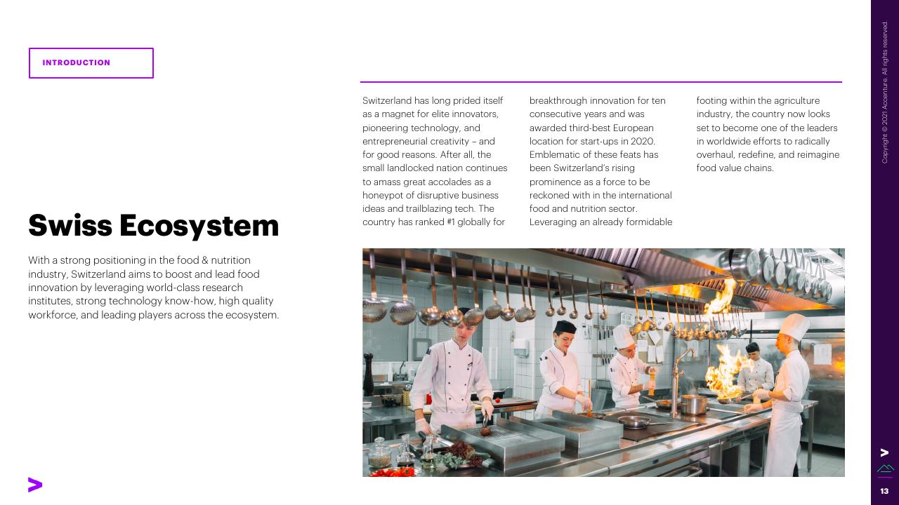 Text slide 13 from The Swiss Foodtech Ecosystem 2021 Accenture