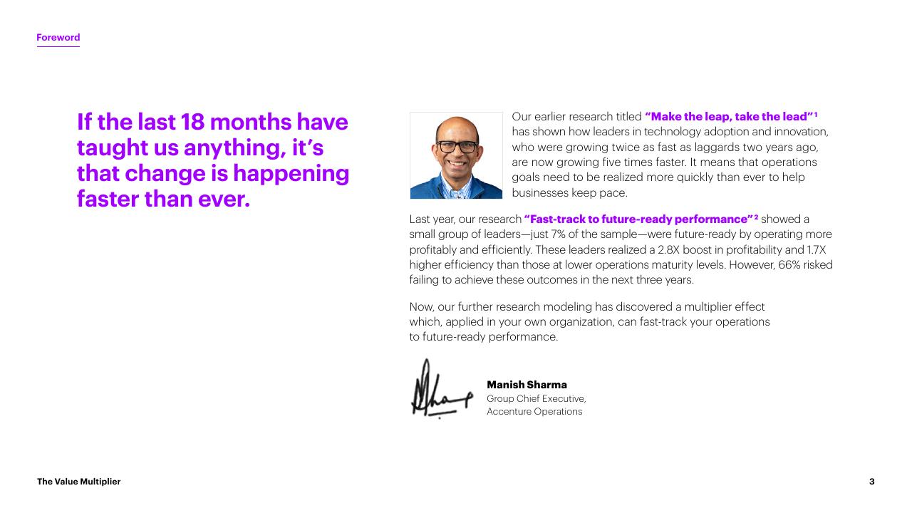 Text slide 3 from The Value Multiplier_ Intelligent Operations Maturity Accenture