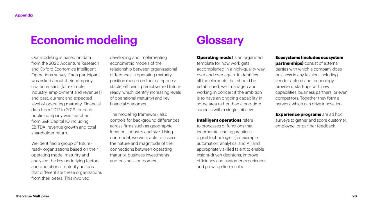 Text slide 26 from The Value Multiplier_ Intelligent Operations Maturity Accenture
