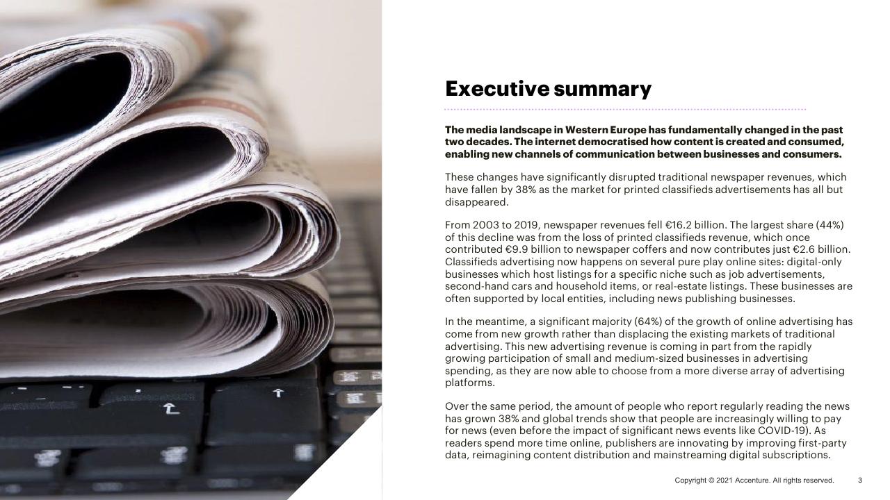 Text slide 3 from Western Europe News Media Landscape Trends Accenture
