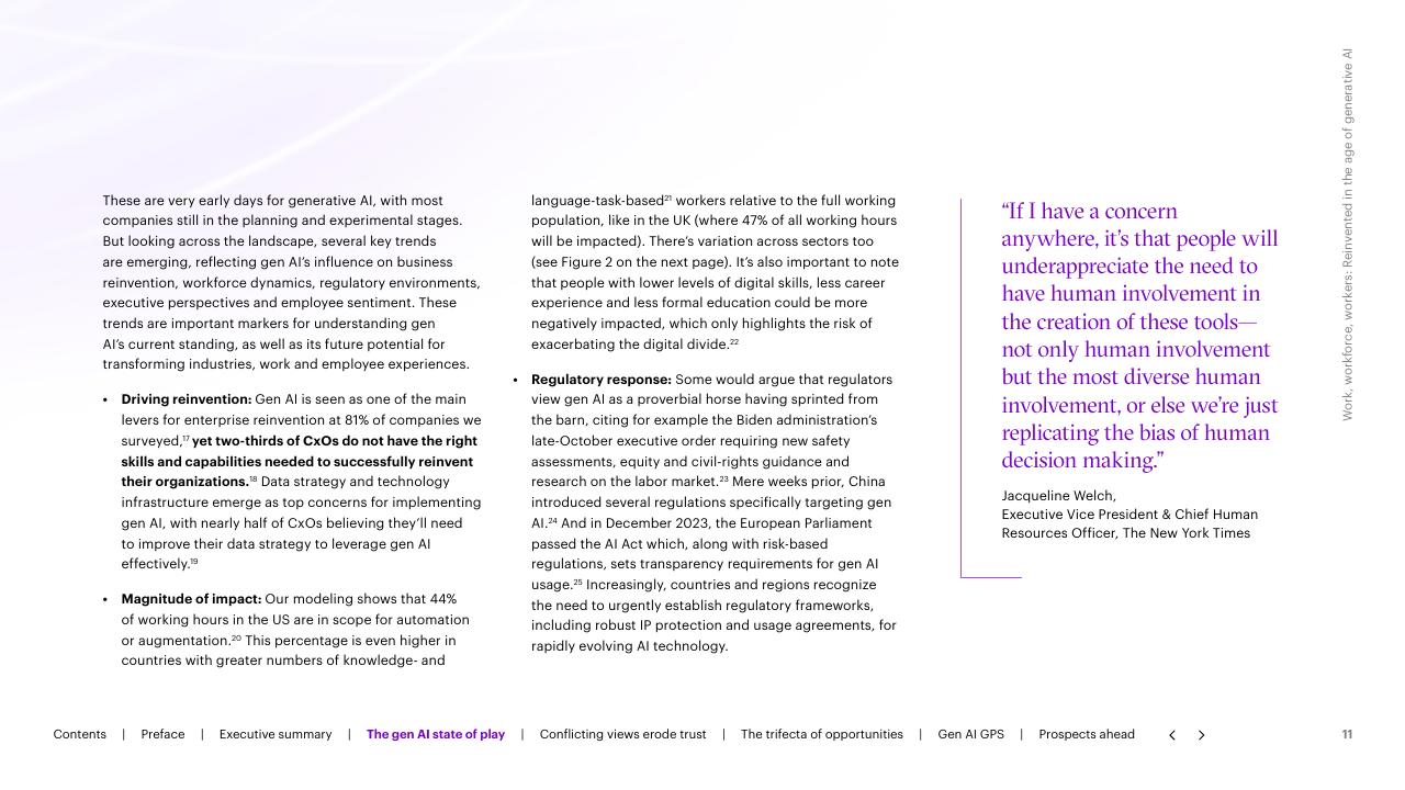 Text slide 11 from Work Workforce Workers Reinvented In The Age Of Generative AI Accenture