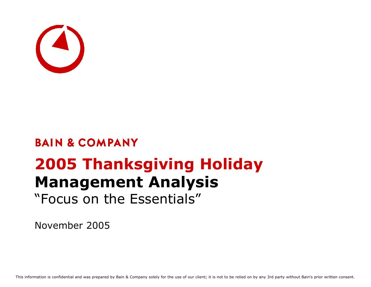 2005 Thanksgiving Holiday consulting deck cover