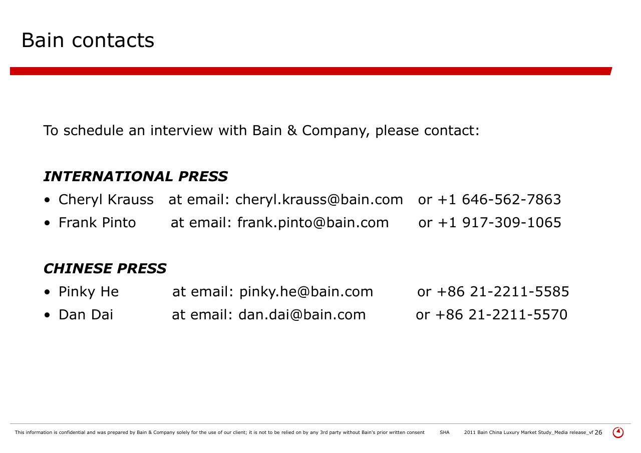 Text slide 26 from 2011 Bain China Luxury Market Study
