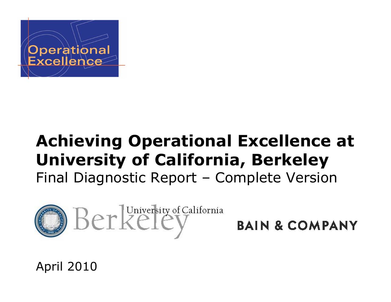 Achieving Operational Excellence At University Of California Berkeley consulting deck cover
