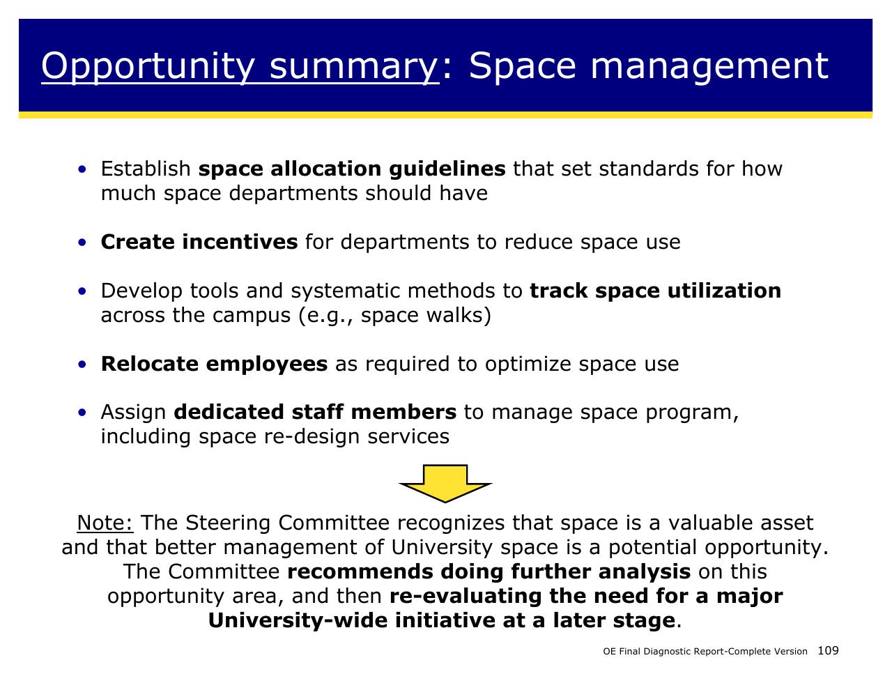 Text slide 109 from Achieving Operational Excellence At University Of California Berkeley