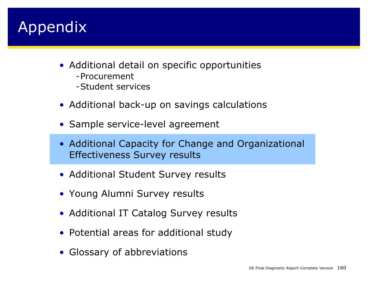 Text slide 160 from Achieving Operational Excellence At University Of California Berkeley