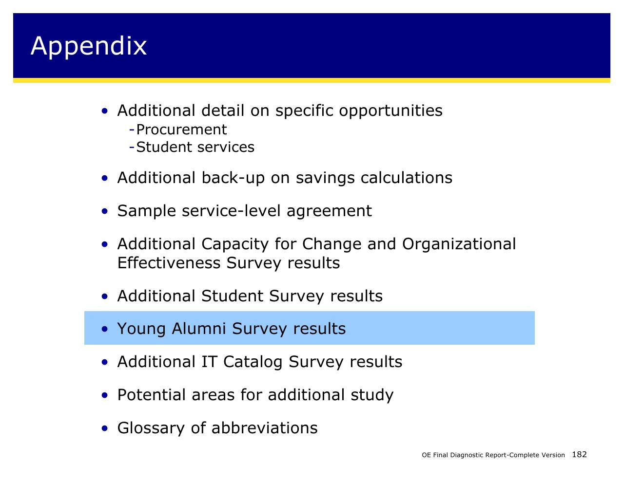 Text slide 182 from Achieving Operational Excellence At University Of California Berkeley