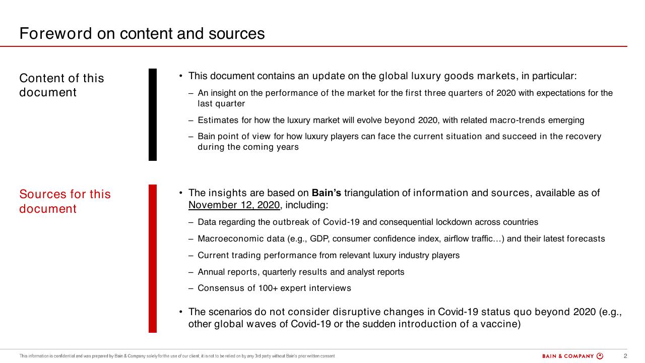 Text slide 2 from Bain Altagamma 2020 Worldwide Luxury Market Monitor Bain