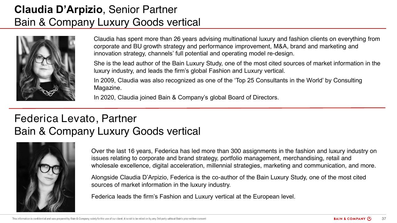 Team slide 37 from Bain Altagamma 2020 Worldwide Luxury Market Monitor Bain