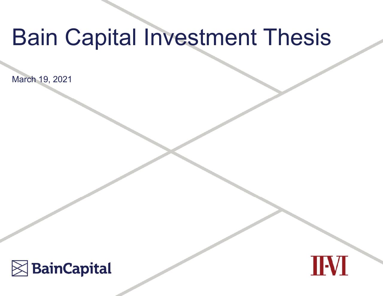 Bain Capital Investment Thesis consulting deck cover
