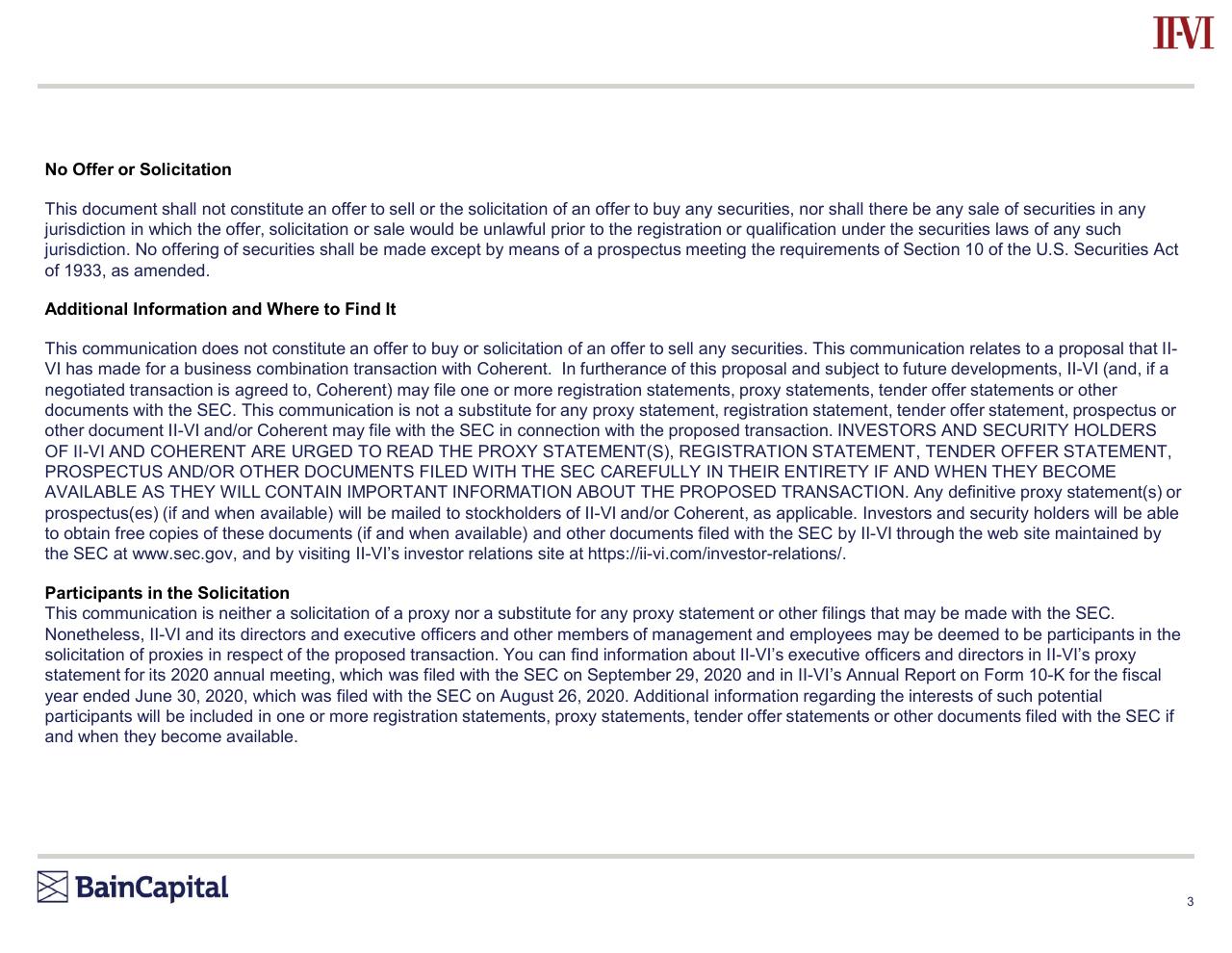 Text slide 3 from Bain Capital Investment Thesis