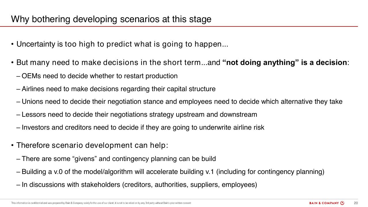 Text slide 20 from Commercial Aviation_ Outlook And Scenarios COVID 19