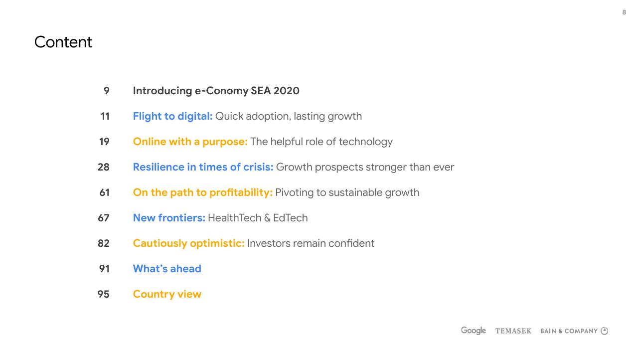 Agenda slide 8 from E Conomy Sea 2020 At Full Velocity_ Resilient And Racing Ahead Bain