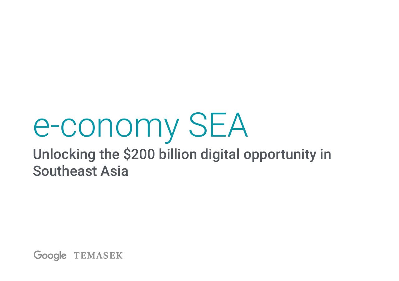 E Conomy Sea Unlocking The 200 Billion Digital Opportunity In Southeast Asia Bain consulting deck cover