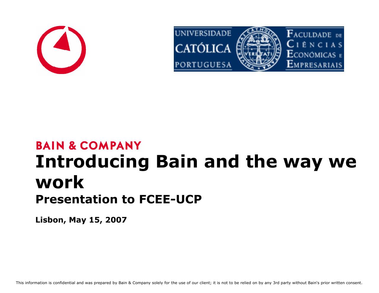 Introducing Bain And The Way We Work consulting deck cover