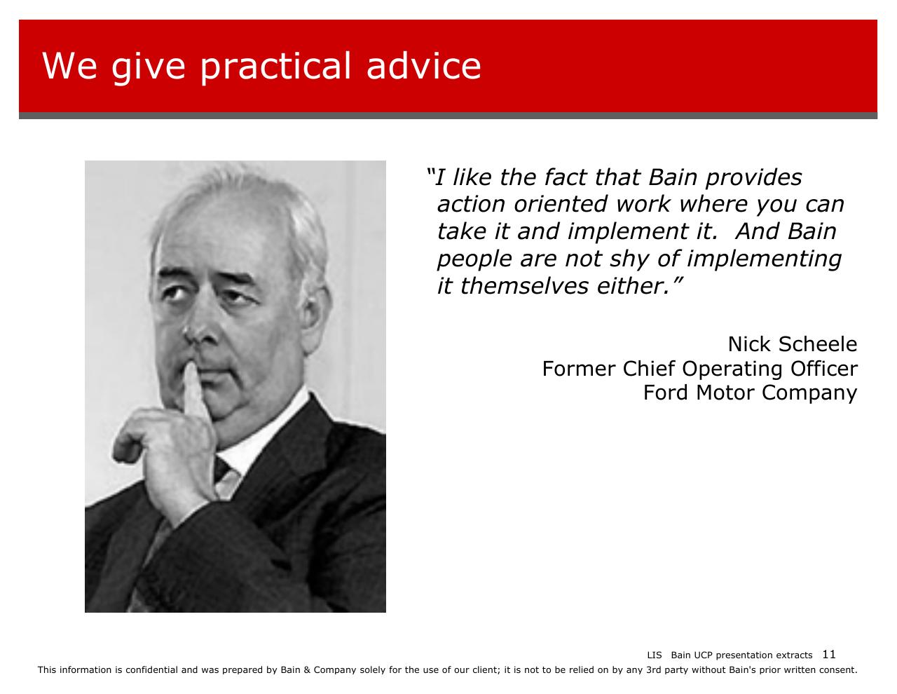 Quote slide 11 from Introducing Bain And The Way We Work
