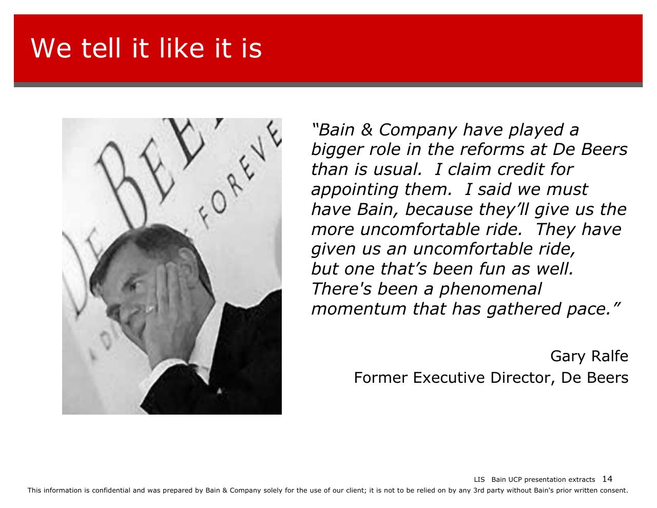 Quote slide 14 from Introducing Bain And The Way We Work