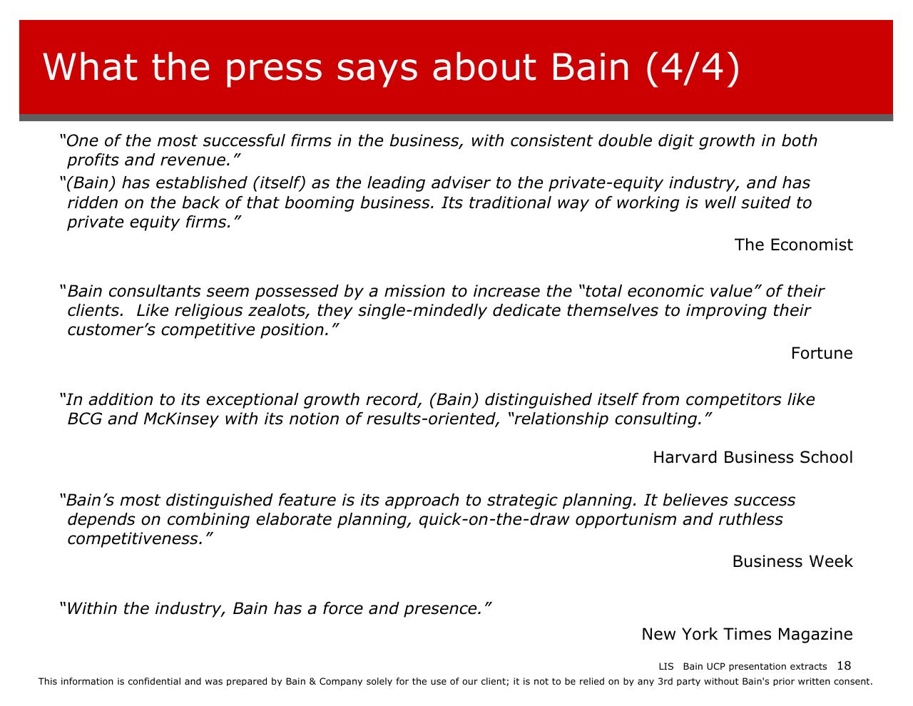 Quote slide 18 from Introducing Bain And The Way We Work