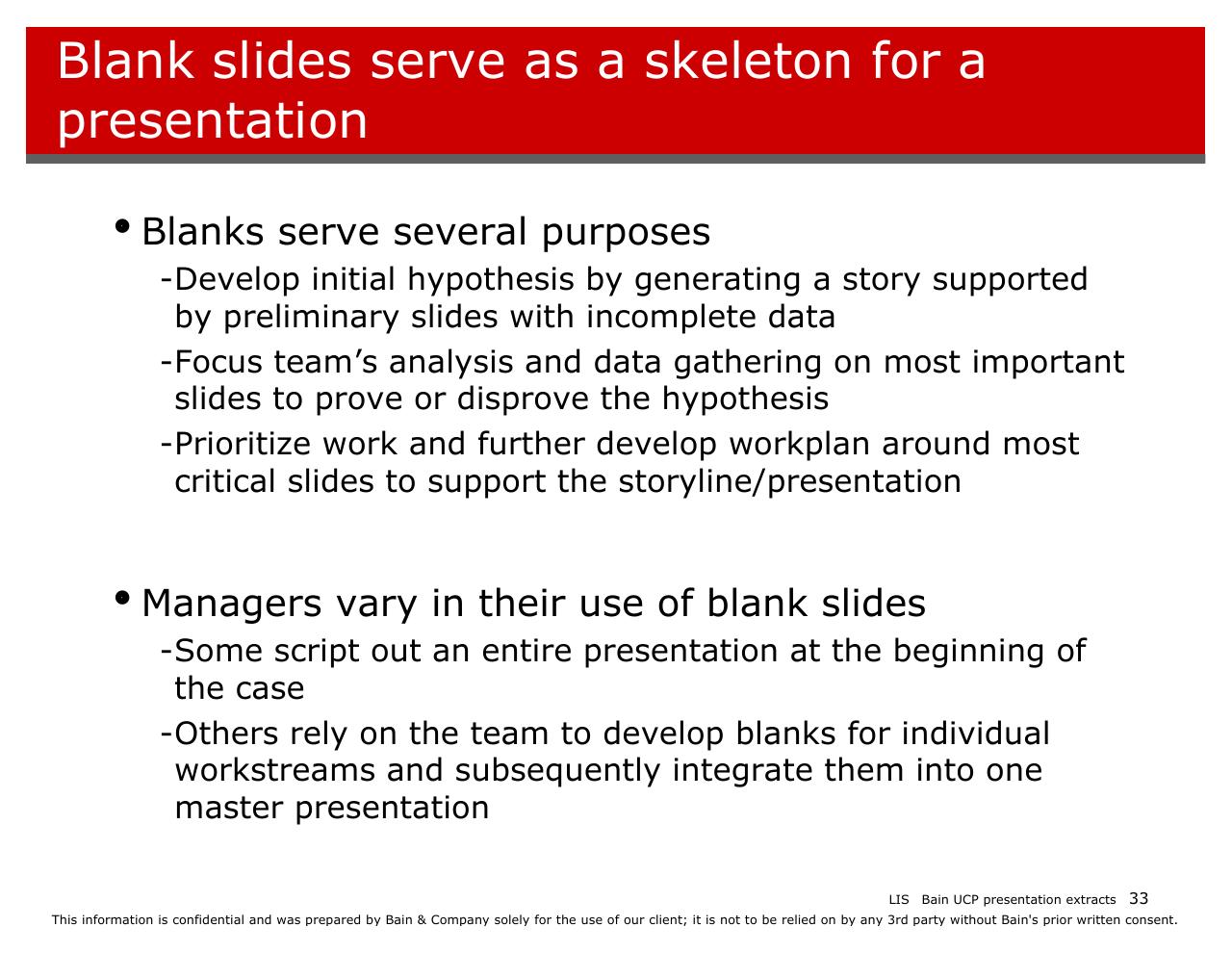 Text slide 33 from Introducing Bain And The Way We Work