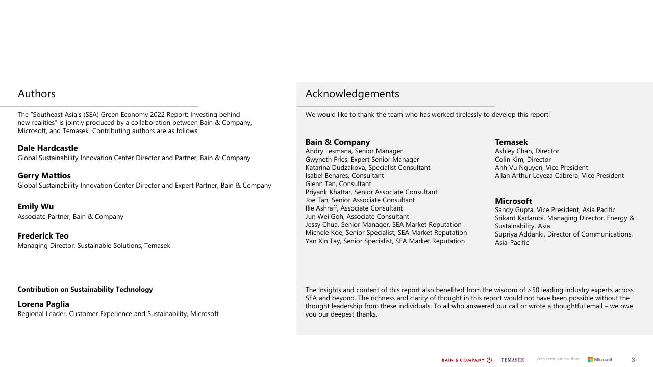 Text slide 3 from Southeast Asias Green Economy 2022 Report Bain