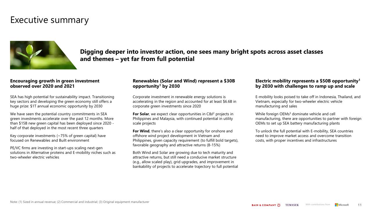 Dashboard slide 11 from Southeast Asias Green Economy 2022 Report Bain