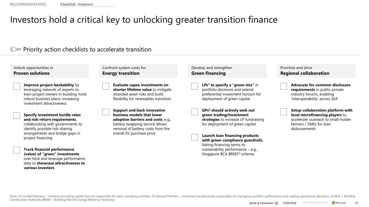 Framework slide 91 from Southeast Asias Green Economy 2022 Report Bain