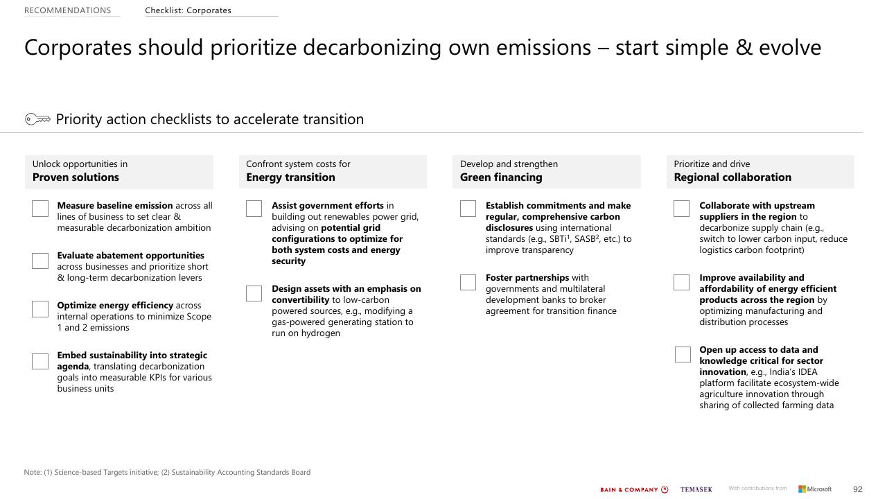 Framework slide 92 from Southeast Asias Green Economy 2022 Report Bain