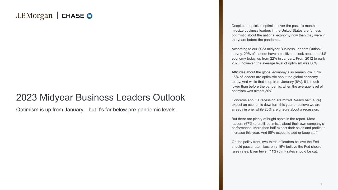 2023 Midyear Business Leaders Outlook JP Morgan consulting deck cover