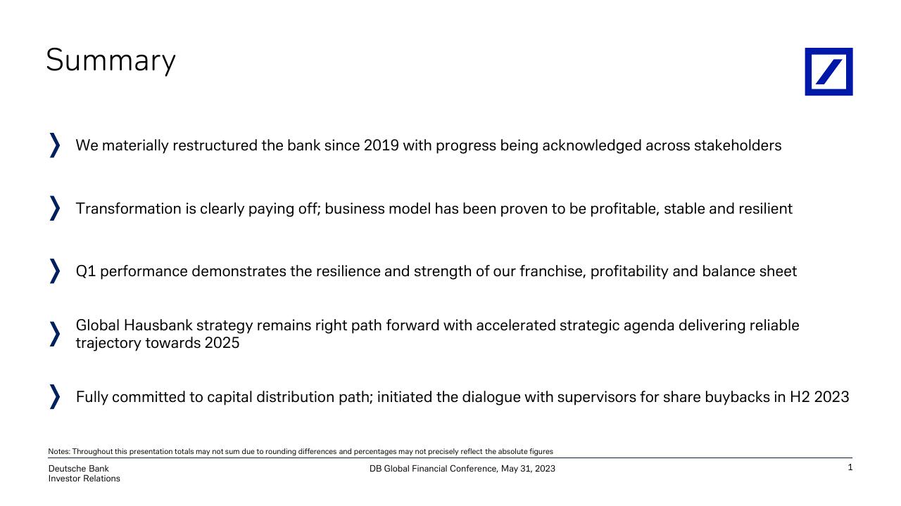 Text slide 2 from Accelerated Execution Of Global Hausbank Strategy To Drive Returns Deutsche