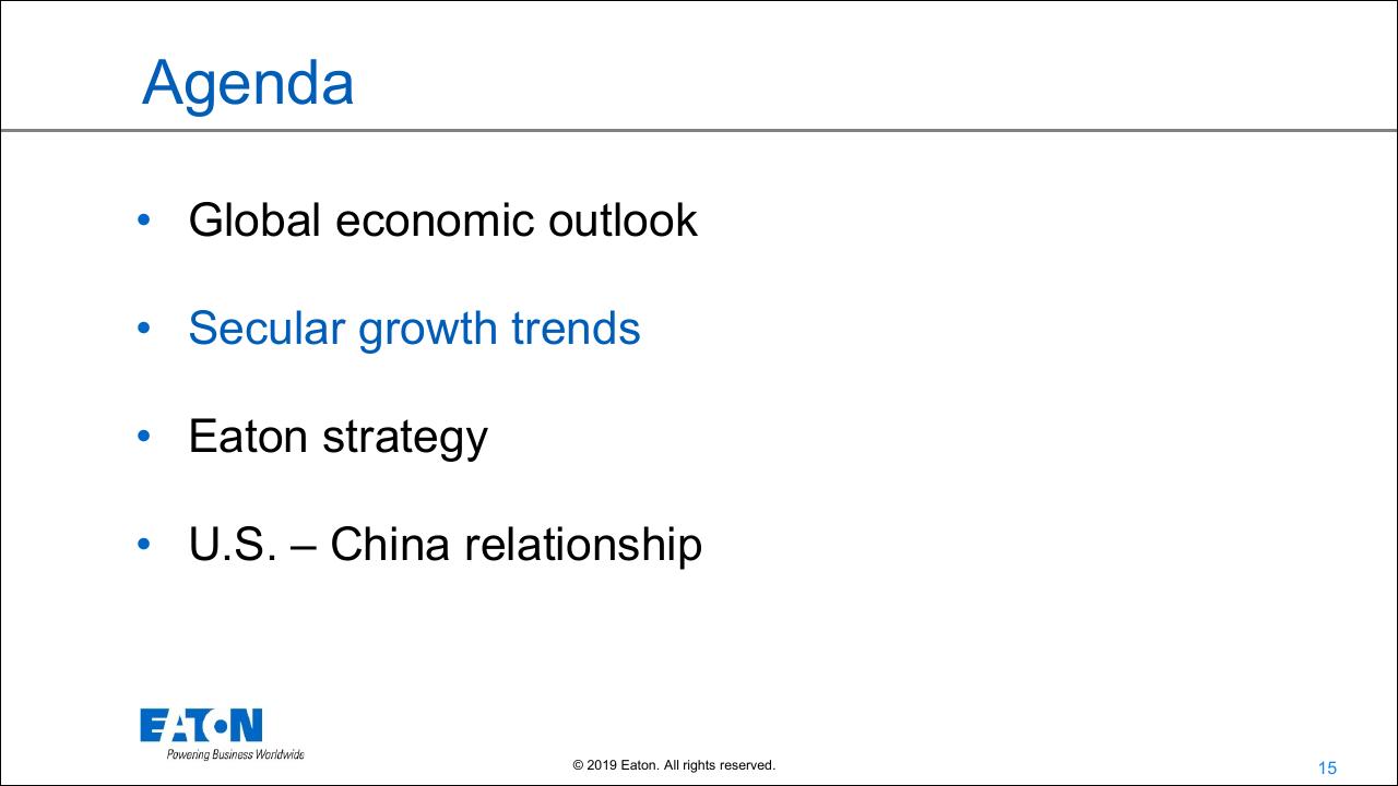 Agenda slide 15 from Deutsche Bank Global Industrials Materials Other Group